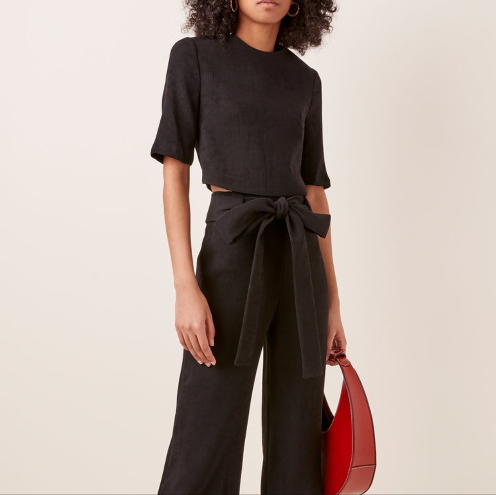 Staud Florence Plissé Top in Black